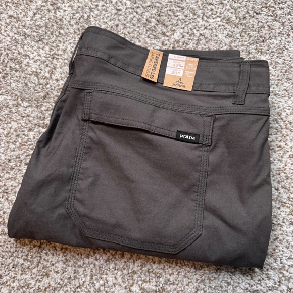 PrAna Stretch Zion II Men's 42x30 Slim Fit Tapered Leg Cargo Pants Dark Iron New